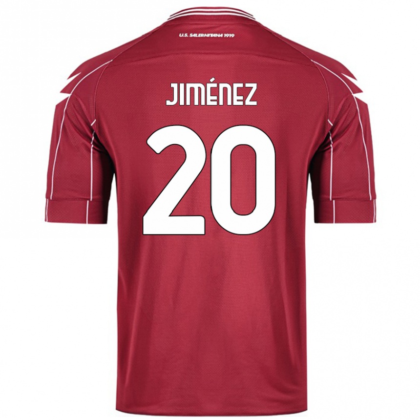 Kids Football Kaleb Jiménez #20 Burgundy Home Jersey 2024/25 T-Shirt