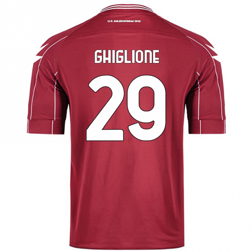 Kids Football Paolo Ghiglione #29 Burgundy Home Jersey 2024/25 T-Shirt