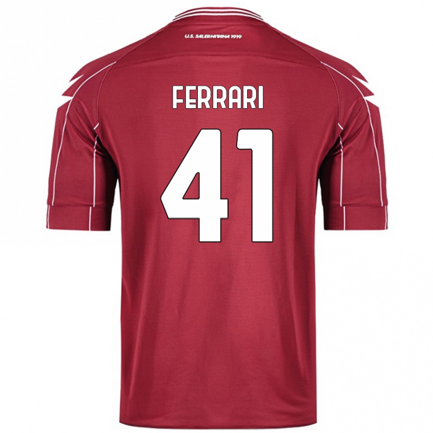 Kids Football Tommaso Ferrari #41 Burgundy Home Jersey 2024/25 T-Shirt