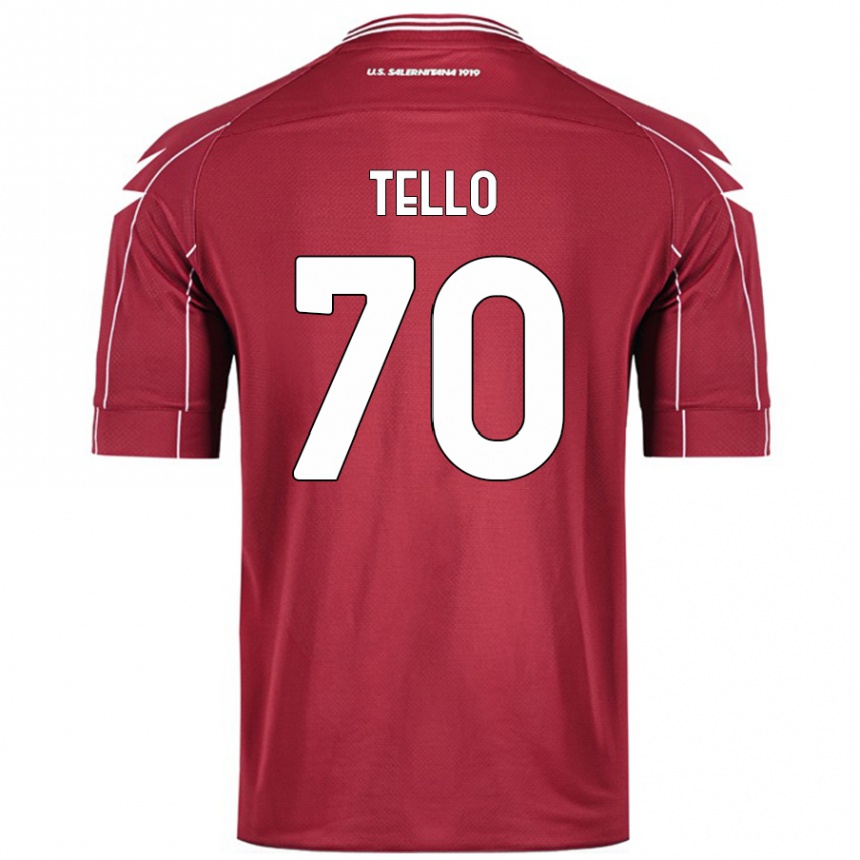 Kids Football Andrés Tello #70 Burgundy Home Jersey 2024/25 T-Shirt