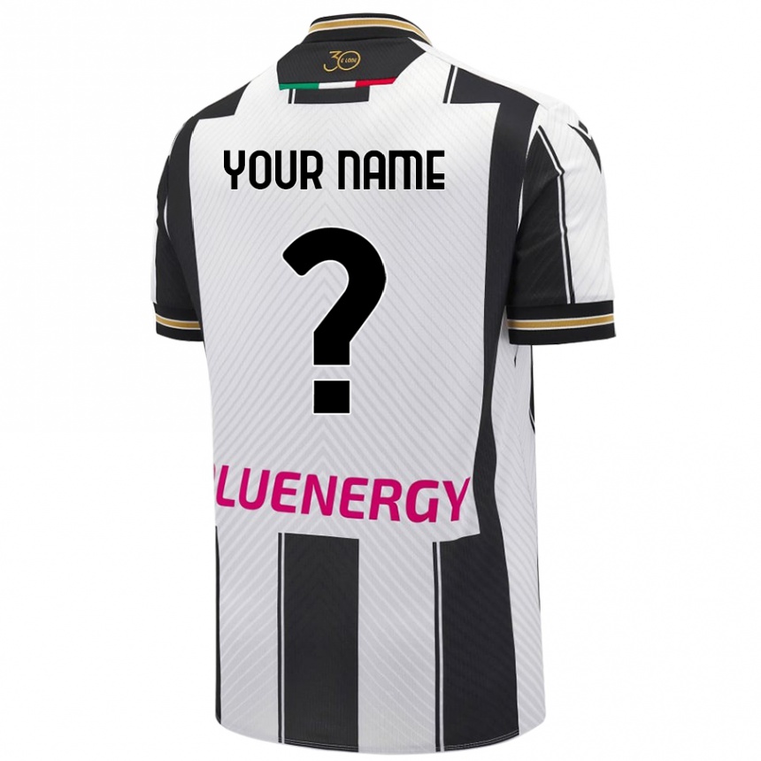 Kids Football Your Name #0 White Black Home Jersey 2024/25 T-Shirt