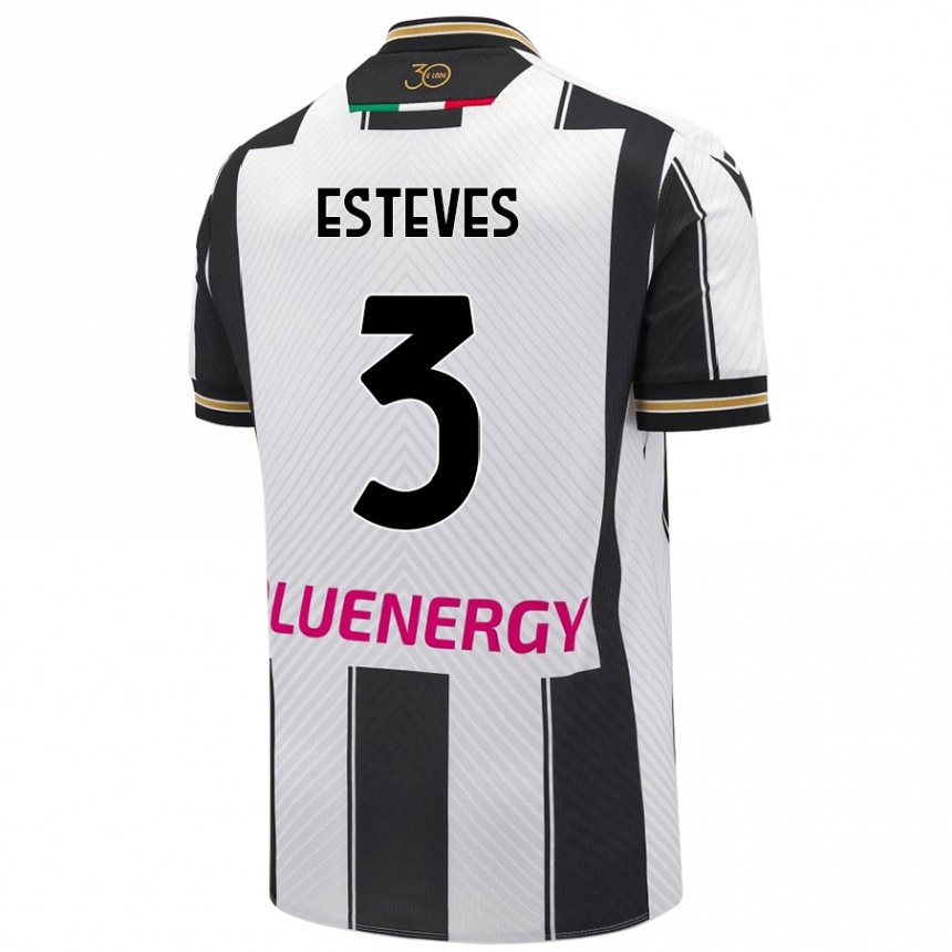 Kids Football Gonçalo Esteves #3 White Black Home Jersey 2024/25 T-Shirt