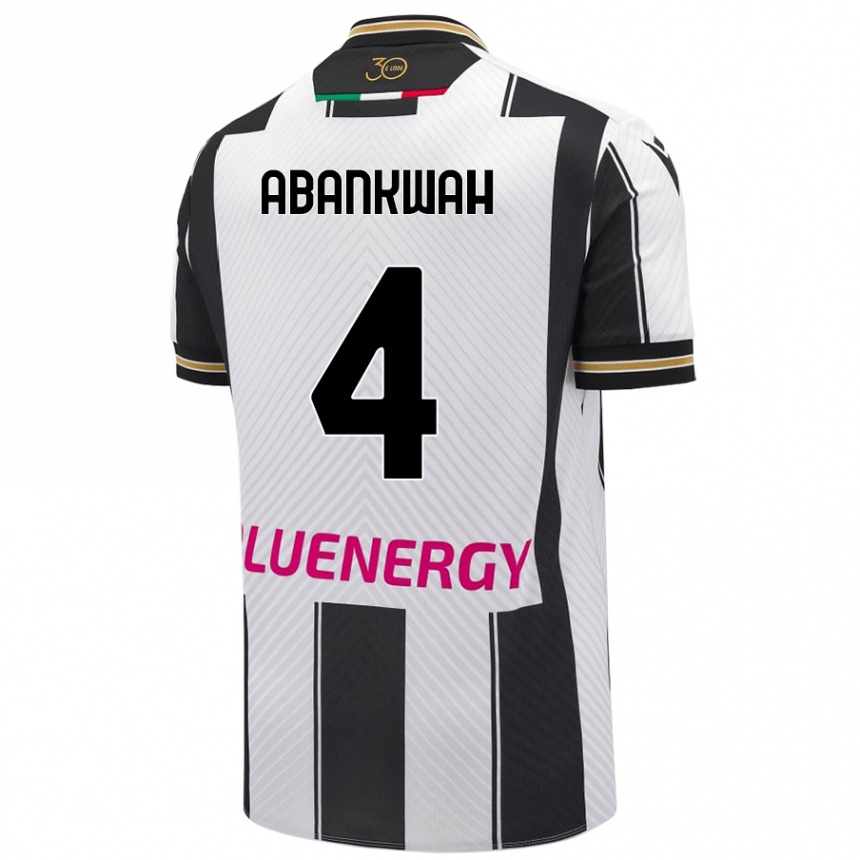 Kids Football James Abankwah #4 White Black Home Jersey 2024/25 T-Shirt