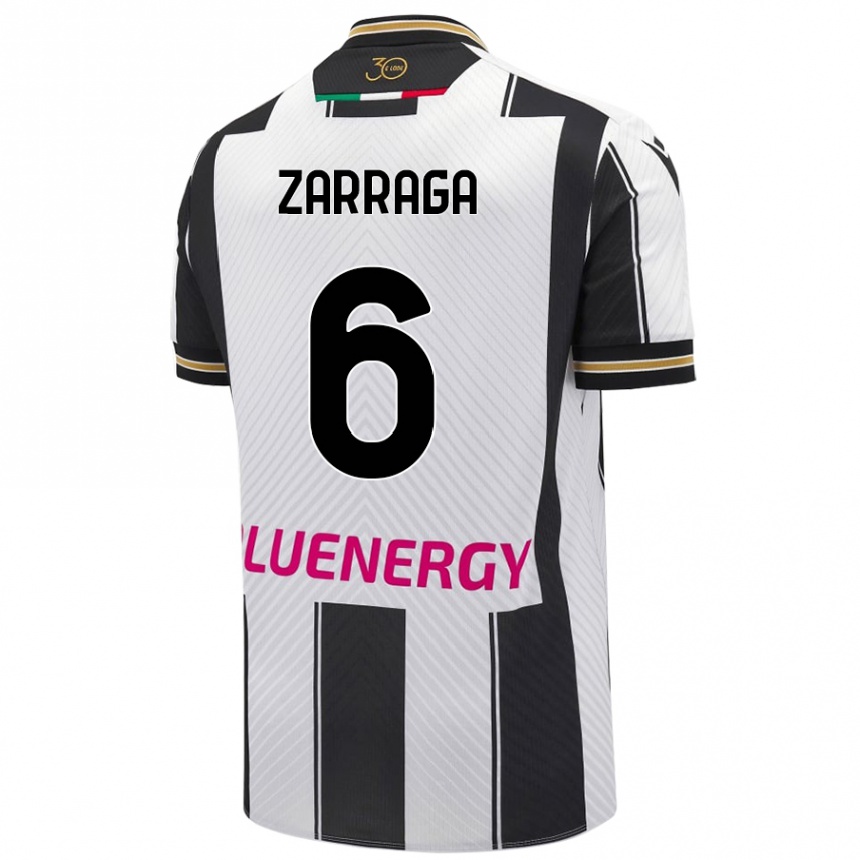 Kids Football Oier Zarraga #6 White Black Home Jersey 2024/25 T-Shirt