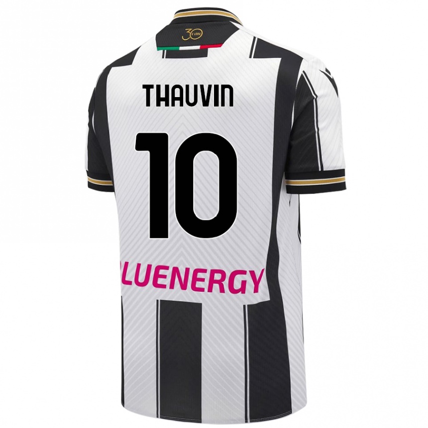 Kids Football Florian Thauvin #10 White Black Home Jersey 2024/25 T-Shirt