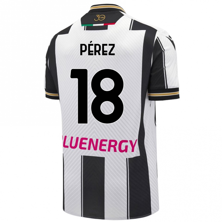 Kids Football Nehuén Pérez #18 White Black Home Jersey 2024/25 T-Shirt