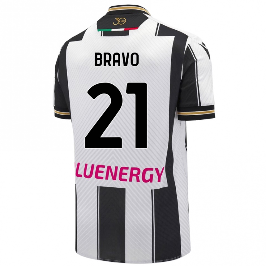 Kids Football Iker Bravo #21 White Black Home Jersey 2024/25 T-Shirt