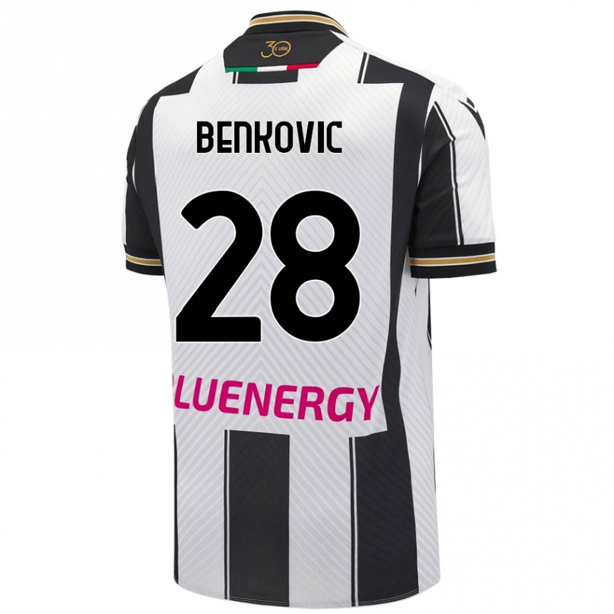 Kids Football Filip Benkovic #28 White Black Home Jersey 2024/25 T-Shirt