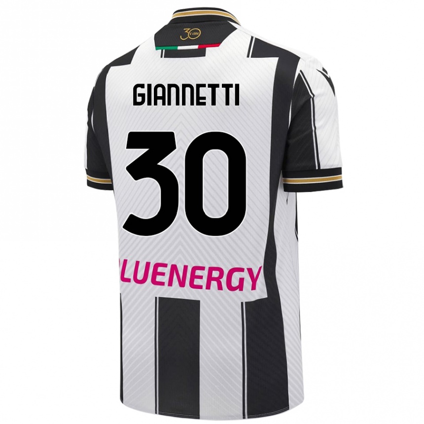 Kids Football Lautaro Giannetti #30 White Black Home Jersey 2024/25 T-Shirt