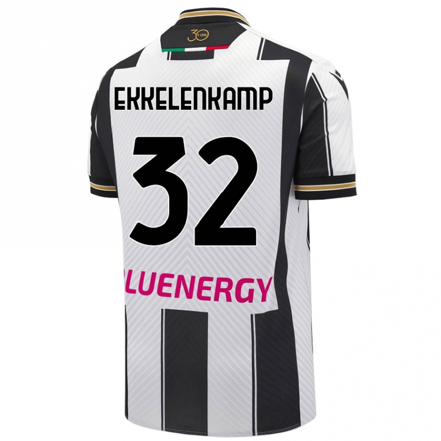 Kids Football Jurgen Ekkelenkamp #32 White Black Home Jersey 2024/25 T-Shirt