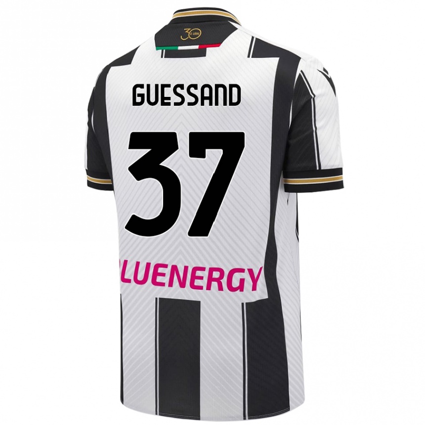 Kids Football Axel Guessand #37 White Black Home Jersey 2024/25 T-Shirt