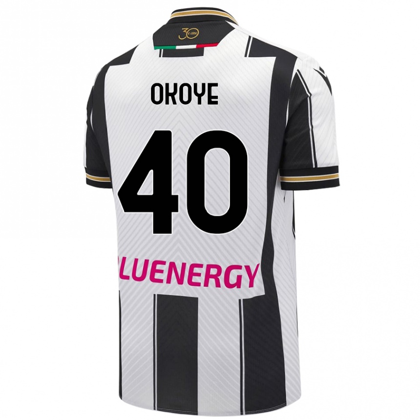 Kids Football Maduka Okoye #40 White Black Home Jersey 2024/25 T-Shirt