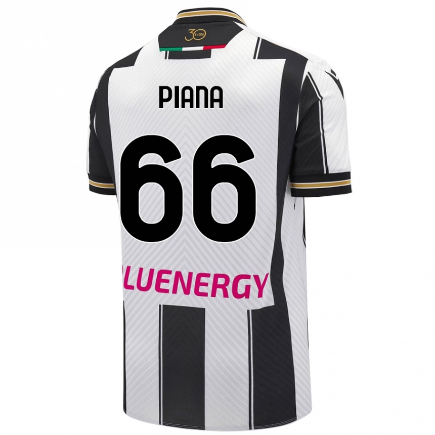 Kids Football Edoardo Piana #66 White Black Home Jersey 2024/25 T-Shirt