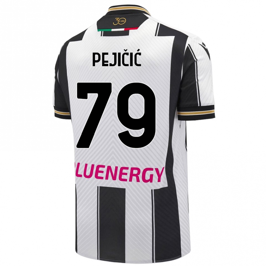 Kids Football David Pejičić #79 White Black Home Jersey 2024/25 T-Shirt