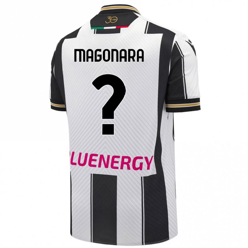 Kids Football Matteo Magonara #0 White Black Home Jersey 2024/25 T-Shirt