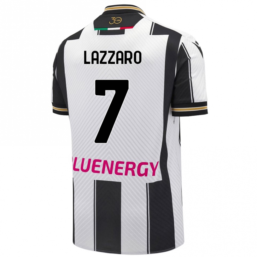 Kids Football Davide Lazzaro #7 White Black Home Jersey 2024/25 T-Shirt