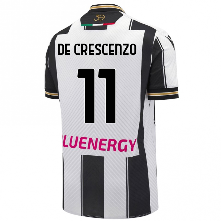 Kids Football Marco De Crescenzo #11 White Black Home Jersey 2024/25 T-Shirt