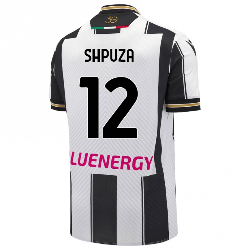 Kids Football Kleo Shpuza #12 White Black Home Jersey 2024/25 T-Shirt