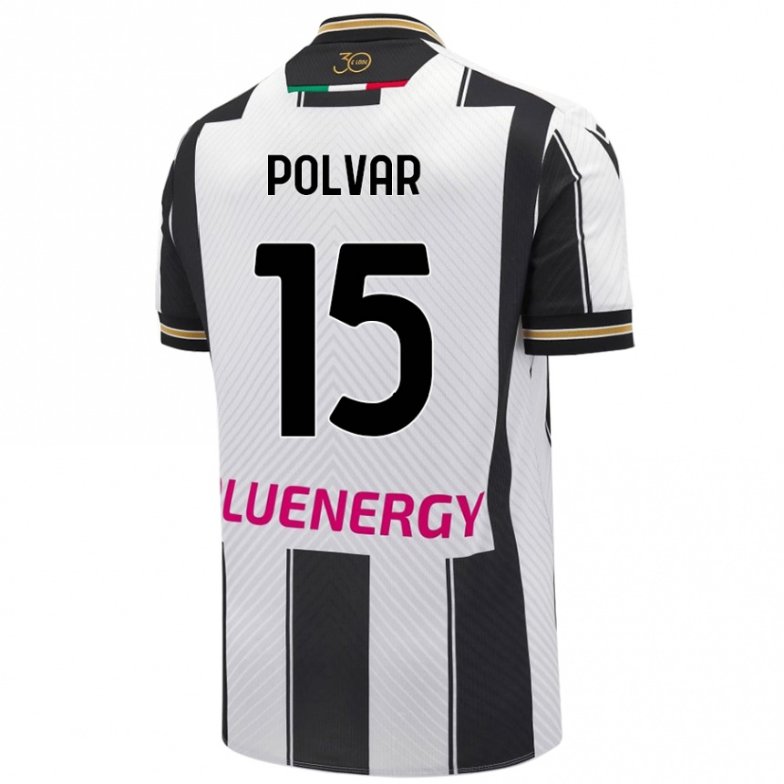 Kids Football Francesco Polvar #15 White Black Home Jersey 2024/25 T-Shirt