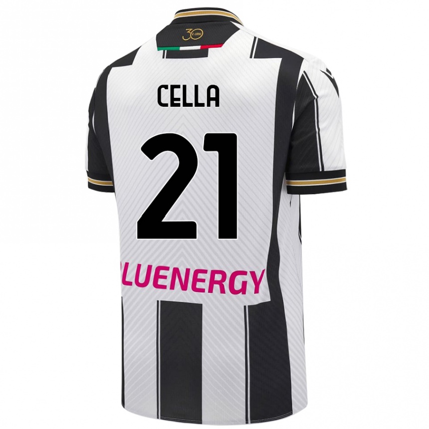 Kids Football Leonardo Cella #21 White Black Home Jersey 2024/25 T-Shirt