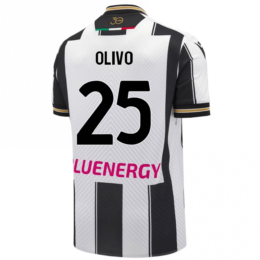 Kids Football Gioele Olivo #25 White Black Home Jersey 2024/25 T-Shirt