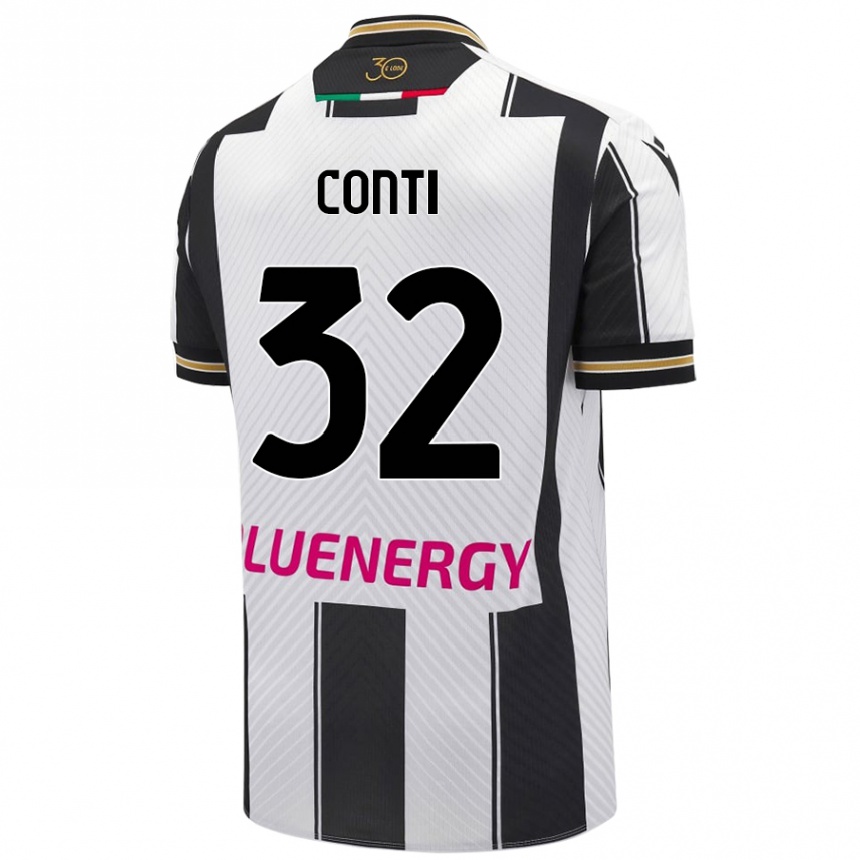 Kids Football Manuel Conti #32 White Black Home Jersey 2024/25 T-Shirt