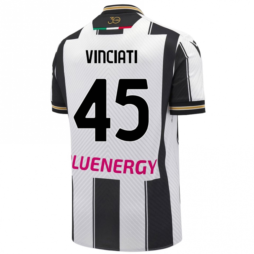 Kids Football Giulio Vinciati #45 White Black Home Jersey 2024/25 T-Shirt