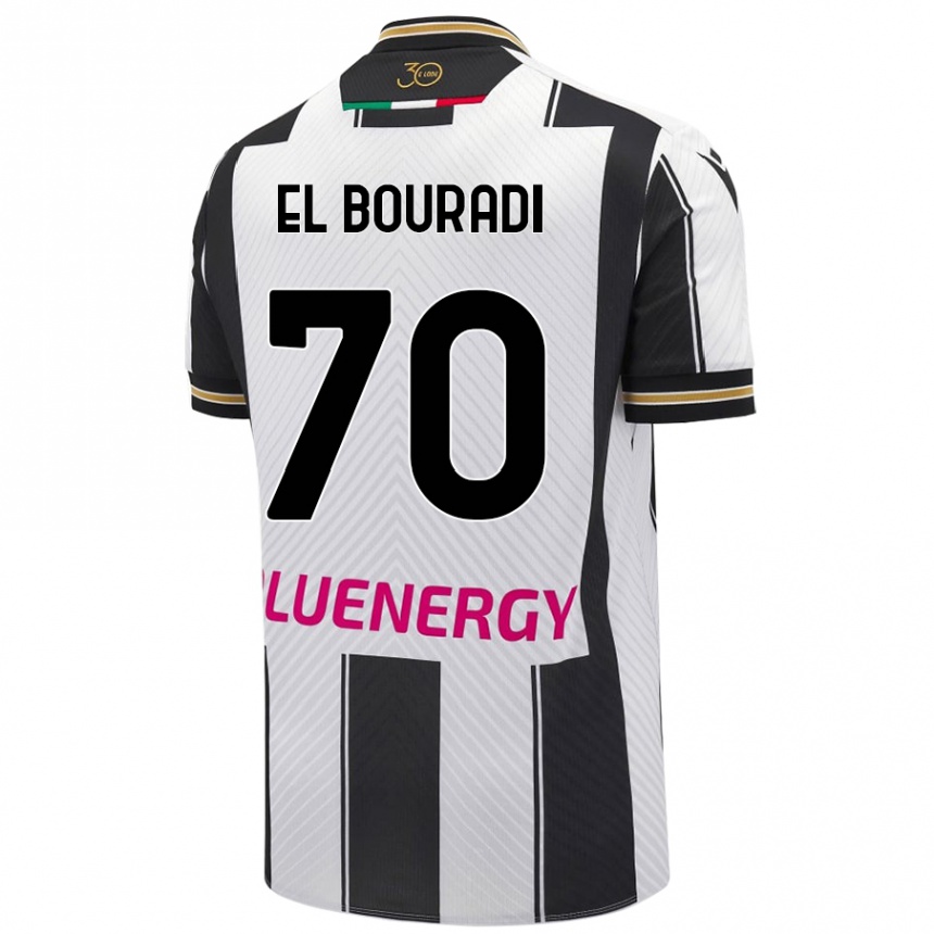 Kids Football Walid El Bouradi #70 White Black Home Jersey 2024/25 T-Shirt