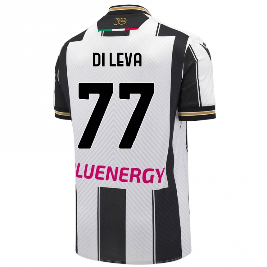 Kids Football Vincenzo Di Leva #77 White Black Home Jersey 2024/25 T-Shirt