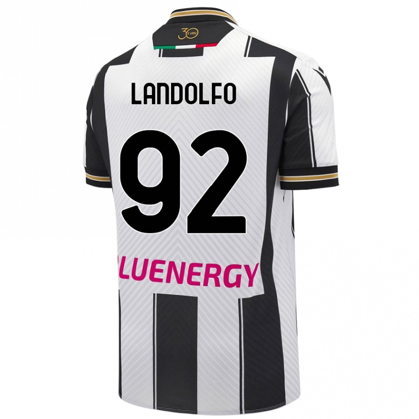 Kids Football Tommaso Landolfo #92 White Black Home Jersey 2024/25 T-Shirt