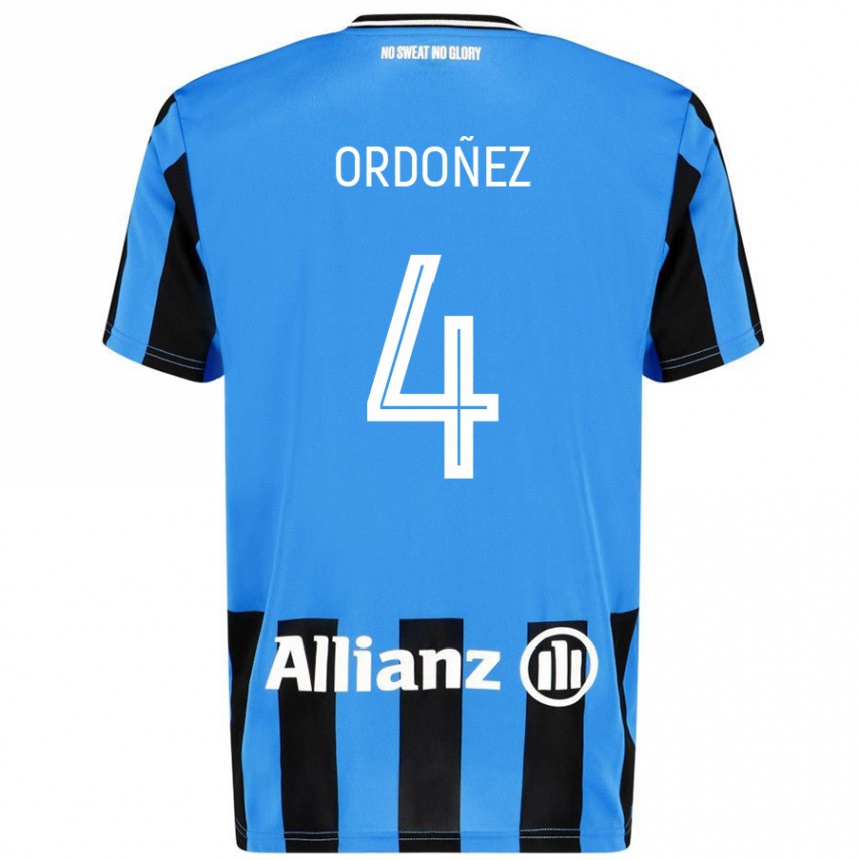 Kids Football Joel Ordóñez #4 Sky Blue Black Home Jersey 2024/25 T-Shirt