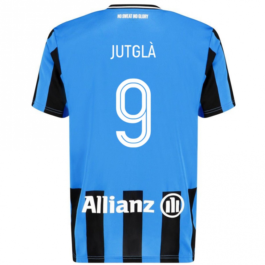 Kids Football Ferran Jutglà #9 Sky Blue Black Home Jersey 2024/25 T-Shirt