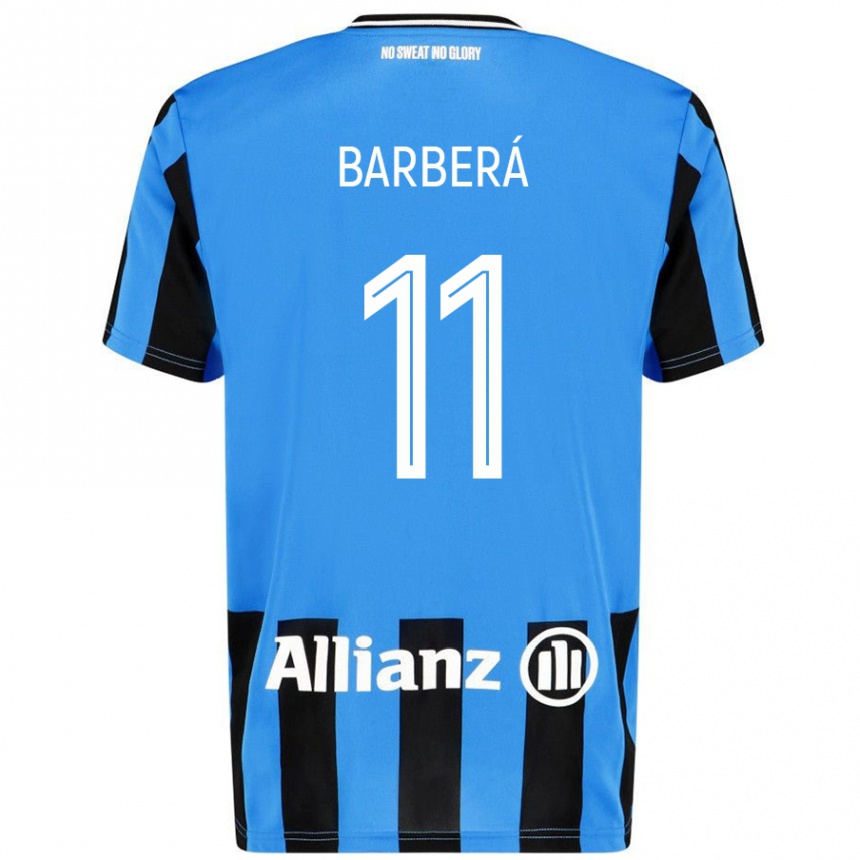 Kids Football Víctor Barberá #11 Sky Blue Black Home Jersey 2024/25 T-Shirt