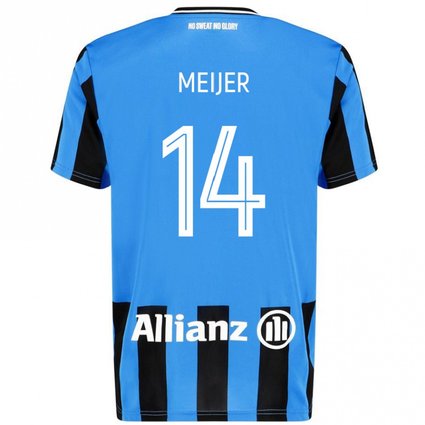 Kids Football Bjorn Meijer #14 Sky Blue Black Home Jersey 2024/25 T-Shirt