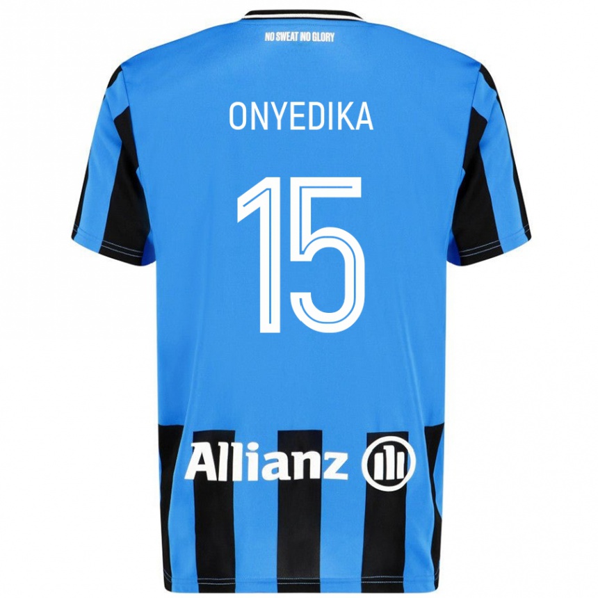 Kids Football Raphael Onyedika #15 Sky Blue Black Home Jersey 2024/25 T-Shirt