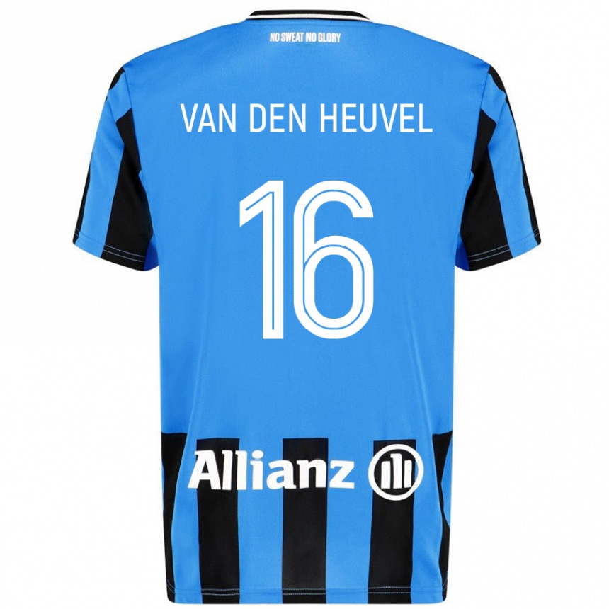 Kids Football Dani Van Den Heuvel #16 Sky Blue Black Home Jersey 2024/25 T-Shirt