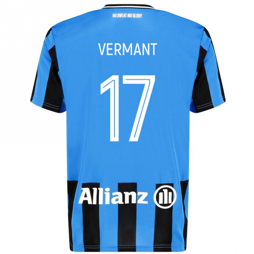 Kids Football Romeo Vermant #17 Sky Blue Black Home Jersey 2024/25 T-Shirt