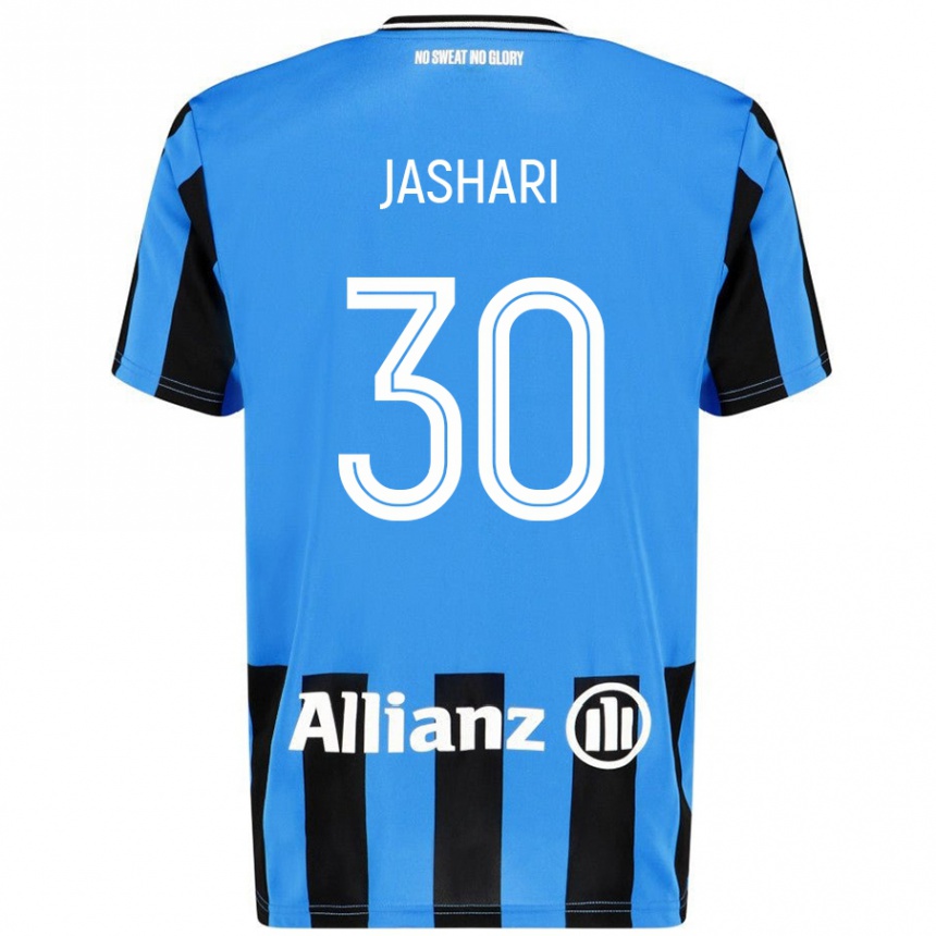 Kids Football Ardon Jashari #30 Sky Blue Black Home Jersey 2024/25 T-Shirt