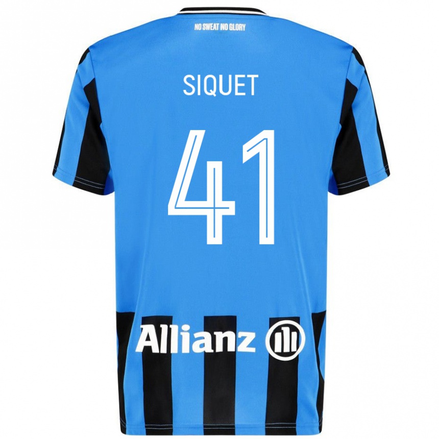 Kids Football Hugo Siquet #41 Sky Blue Black Home Jersey 2024/25 T-Shirt