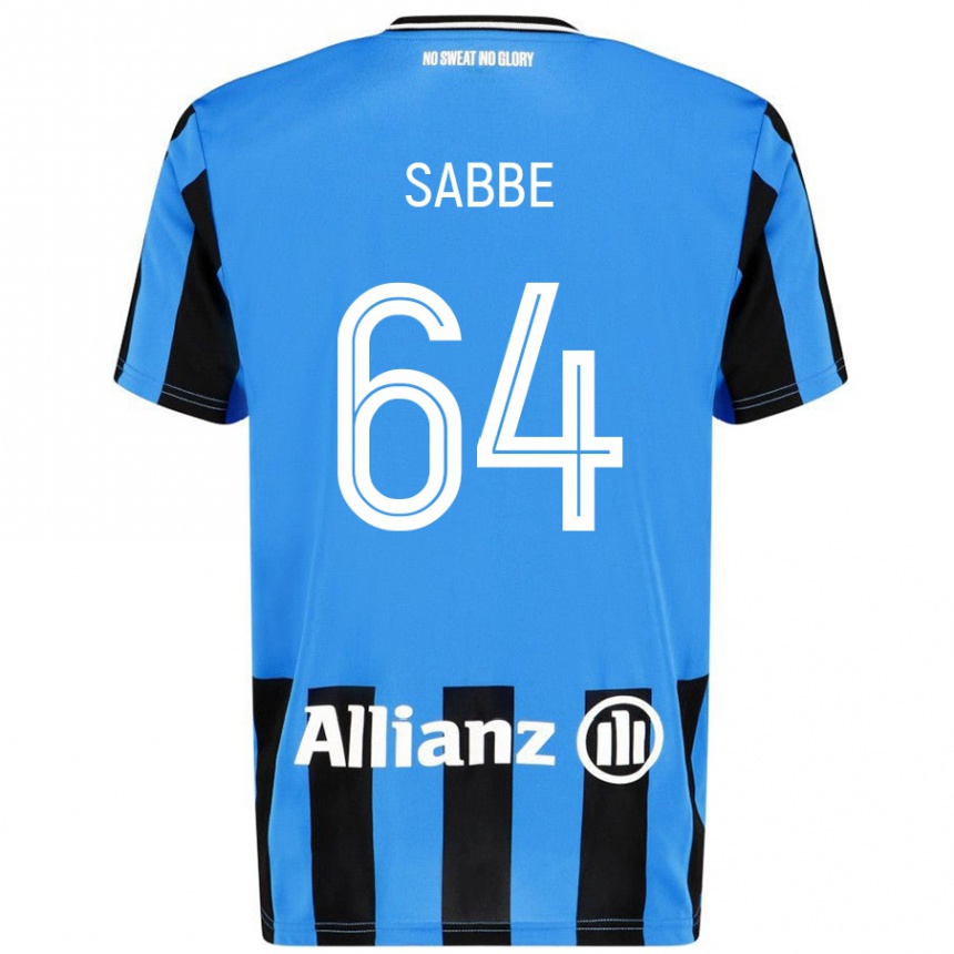 Kids Football Kyriani Sabbe #64 Sky Blue Black Home Jersey 2024/25 T-Shirt