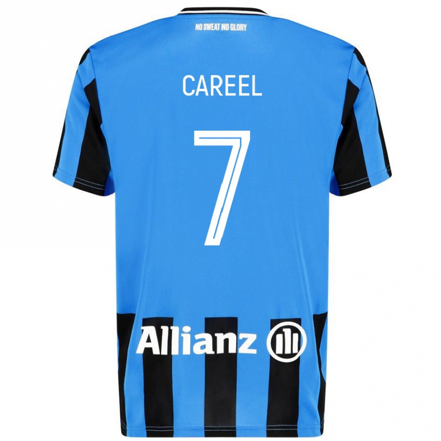 Kids Football Oona Careel #7 Sky Blue Black Home Jersey 2024/25 T-Shirt