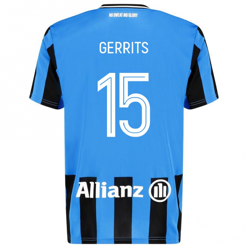 Kids Football Melanie Gerrits #15 Sky Blue Black Home Jersey 2024/25 T-Shirt