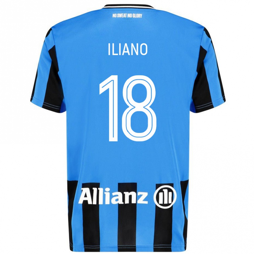 Kids Football Isabelle Iliano #18 Sky Blue Black Home Jersey 2024/25 T-Shirt