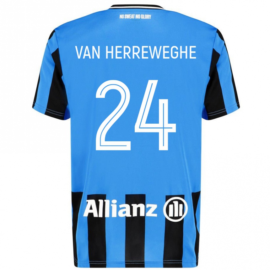 Kids Football Febe Van Herreweghe #24 Sky Blue Black Home Jersey 2024/25 T-Shirt