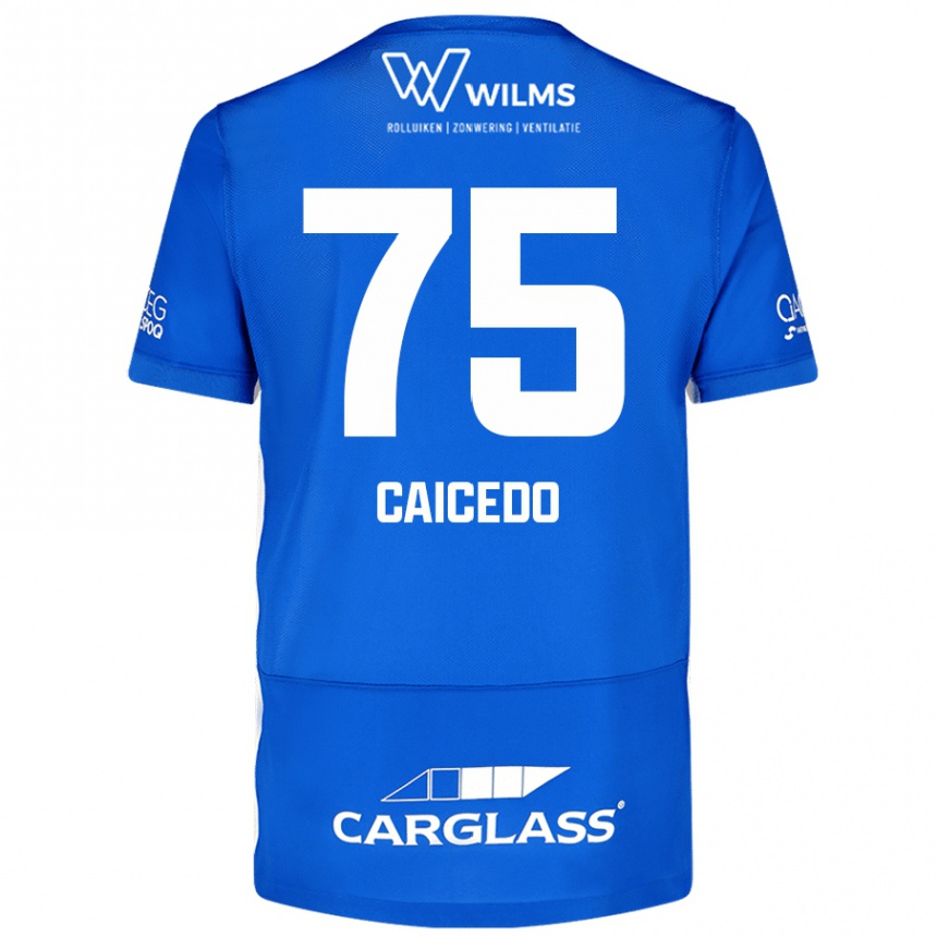 Kids Football Alfred Caicedo #75 Blue Home Jersey 2024/25 T-Shirt