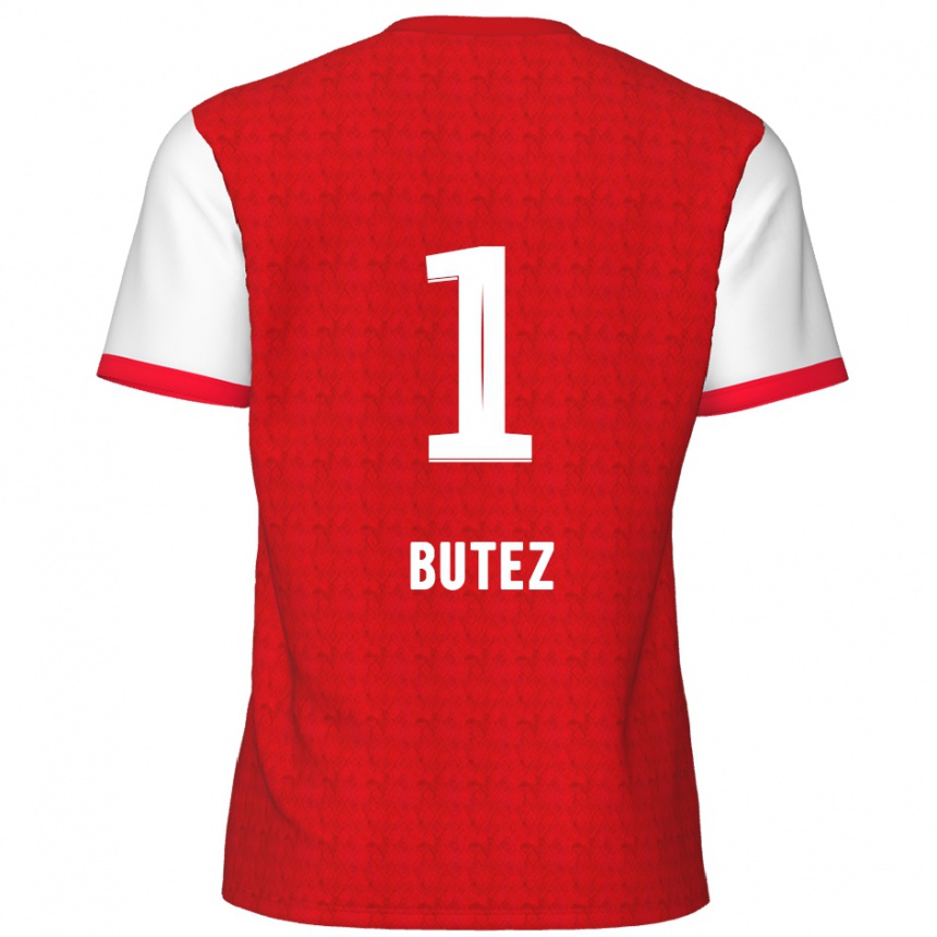 Kids Football Jean Butez #1 Red White Home Jersey 2024/25 T-Shirt