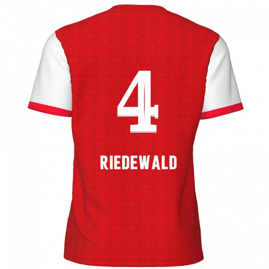 Kids Football Jairo Riedewald #4 Red White Home Jersey 2024/25 T-Shirt