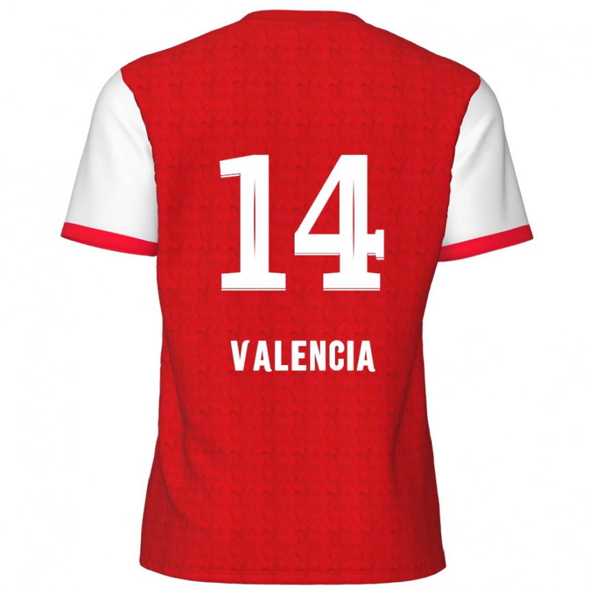 Kids Football Anthony Valencia #14 Red White Home Jersey 2024/25 T-Shirt