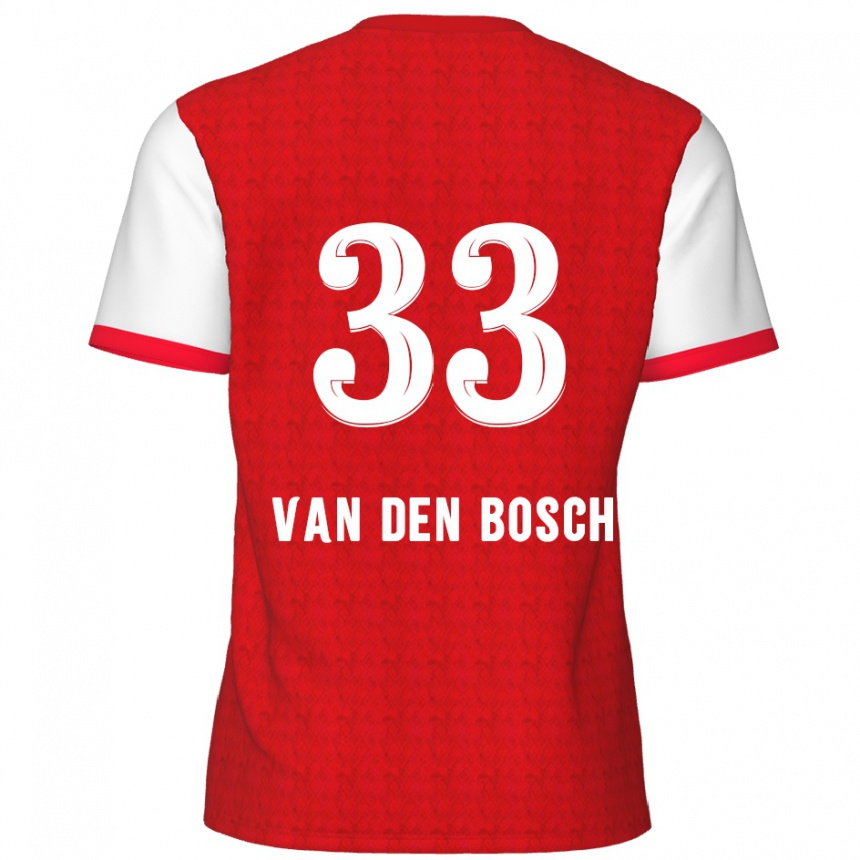 Kids Football Zeno Van Den Bosch #33 Red White Home Jersey 2024/25 T-Shirt