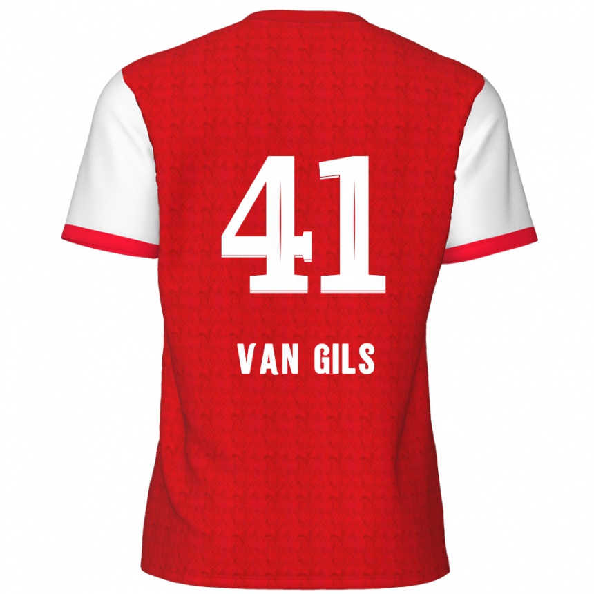 Kids Football Mathis Van Gils #41 Red White Home Jersey 2024/25 T-Shirt